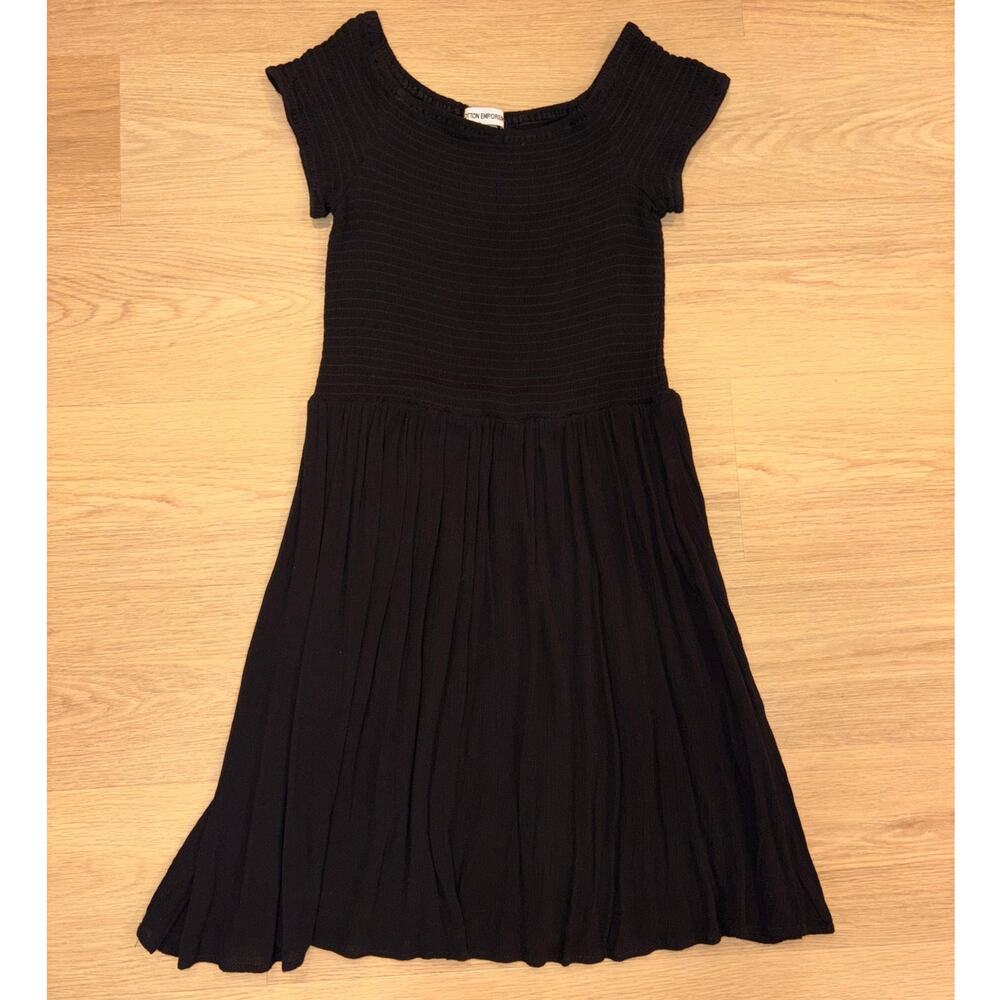 Cotton Emporium black elastic smocked dress womens size L
